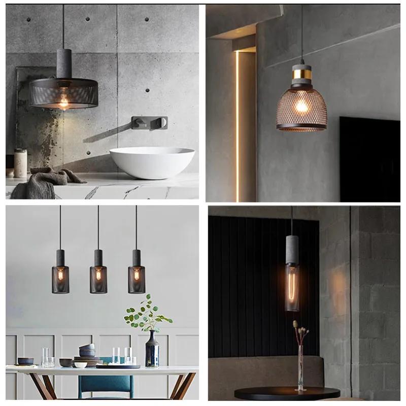 Modern Industrial Style Pendant Light Indoor LED Cement Chandelier Suspension Bedroom Hanging Light for Hall Cafe Bar Table