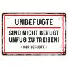 German 'Unbefugte' 2D Flat Metal Wall Sign - 8x12" Indoor/Outdoor Decor for Home Office Workshop