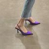 2025 summer new light mouth purple bag head thin heel non-slip high heels women's sandals niche design sense single shoes pointed