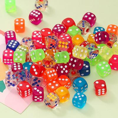 Simulated Plastic Dice Resin Accessories, Colorful Dice Game Toys, Dice Treasure Keys, Pendants, Ornaments, and Accessories