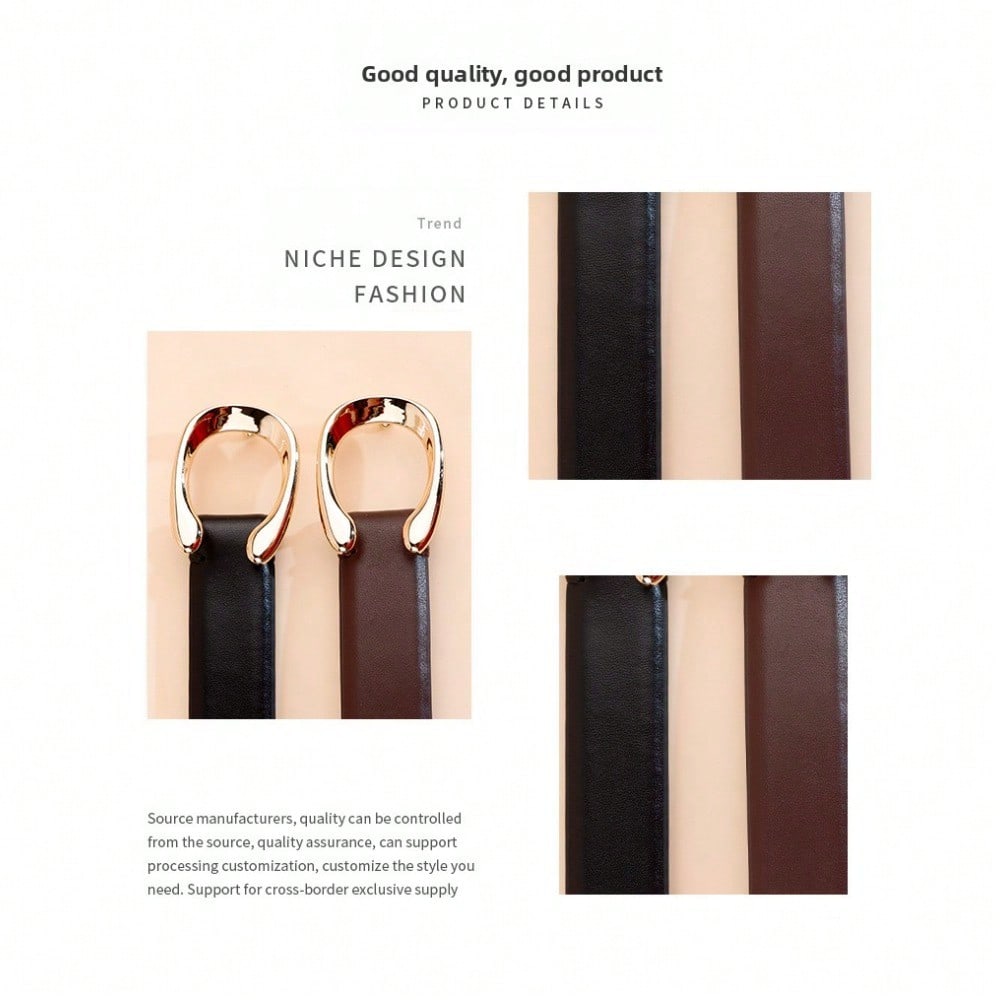 Belt For Women, Light Luxury And Sophisticated C-Button Versatile Belt Decorated With Suit Denim