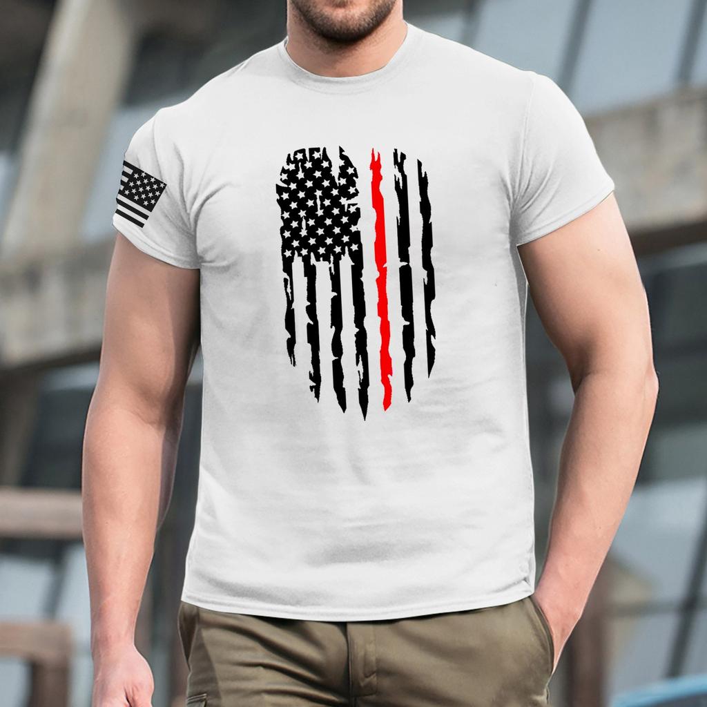 Oblíbené letní pánské tričko s kulatým výstřihem a krátkým rukávem s potiskem