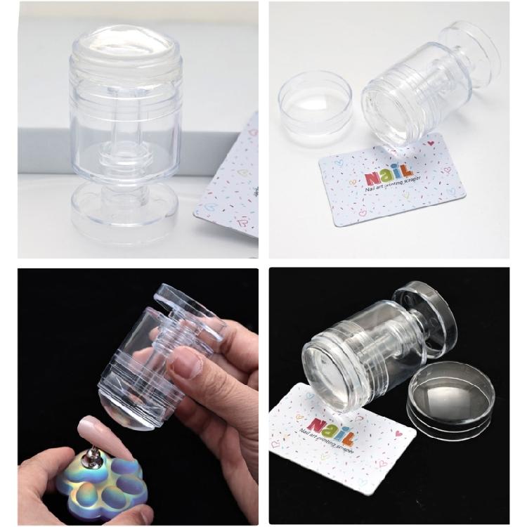 Nail Art Stamper,Clear Silicone Stamping Jelly with Scraper for DIY Nail Decors Transparent Visible Body,No Misplacement