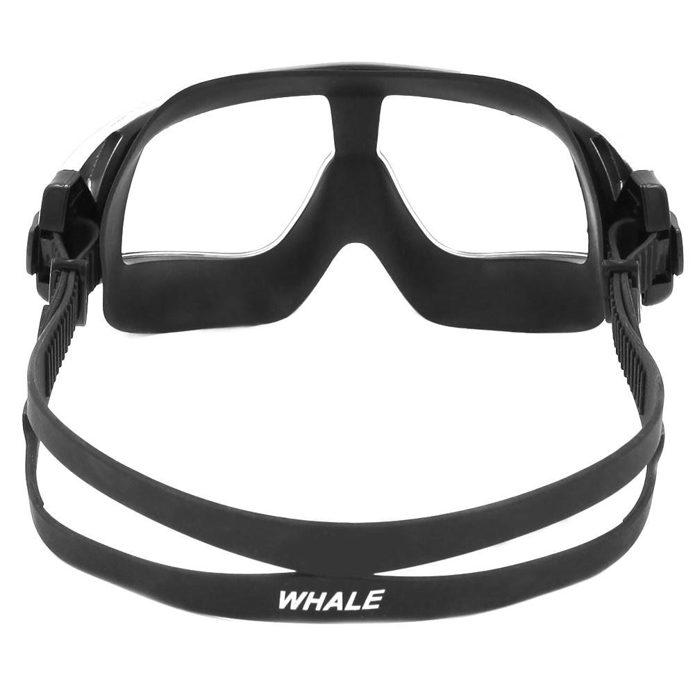 WHALE Professional Adults Electroplating Anti Fog Swimming Glasses (Silver   Black)