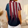Women’s Casual Short Sleeve Knit Polo Shirt with Independence Day Printed Design and Relaxed Fit for Everyday Wear