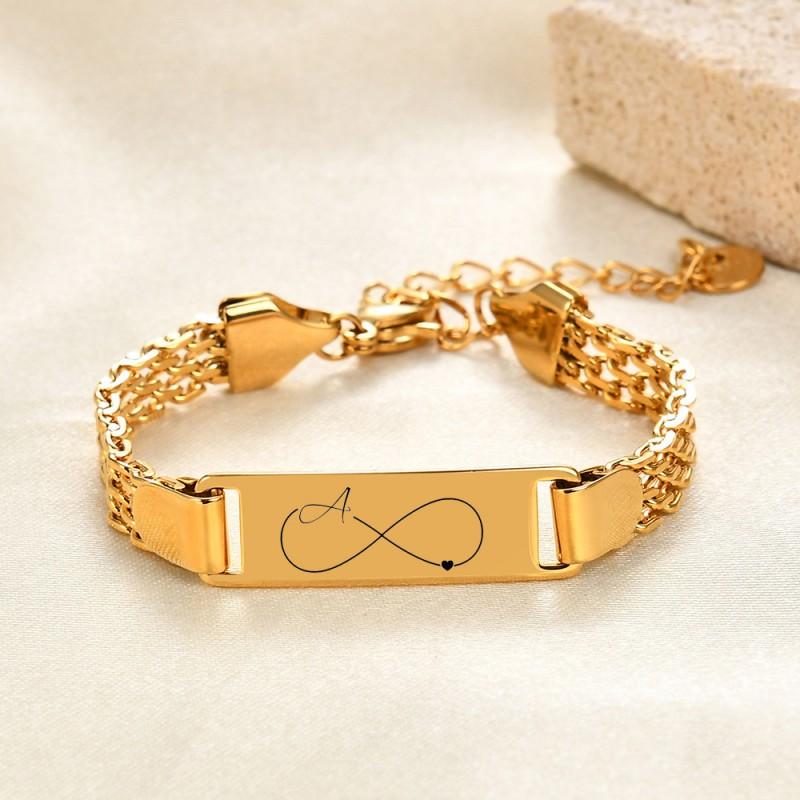 Stainless Steel 8mm Mesh Heart Infinity Alphabet Bracelet Kids Minimalist Geometric Charm Jewelry