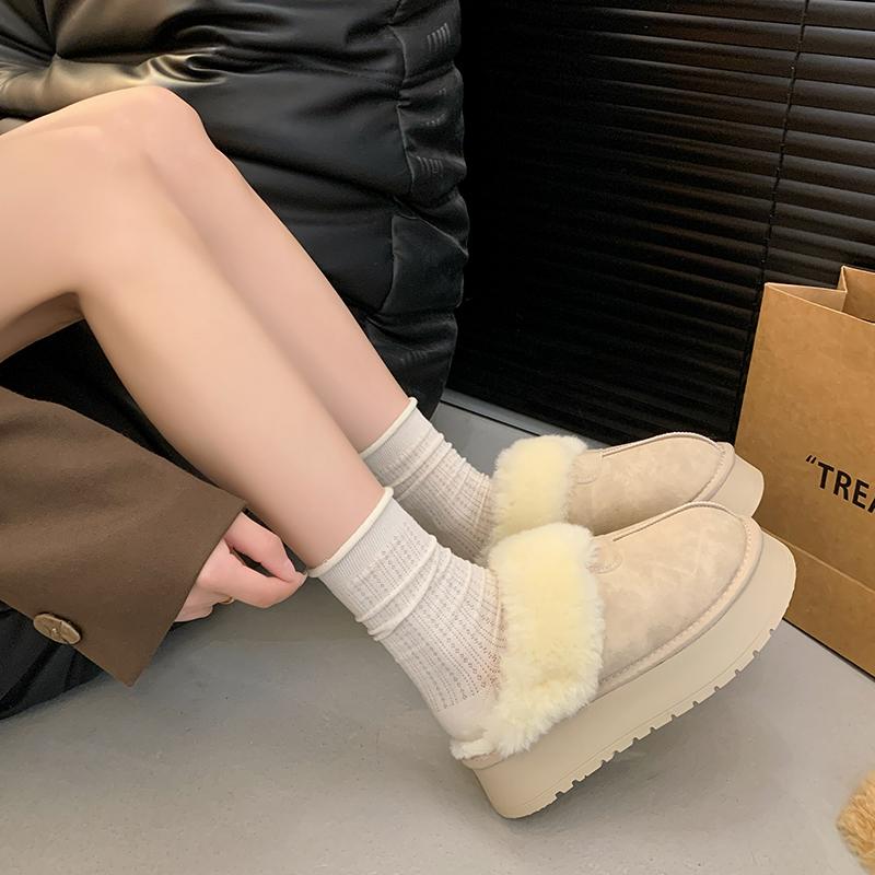 

Новые пушистые тапочки на платформе для женщин 2024 Зимние плюшевые теплые хлопковые туфли Женские удобные нескользящие домашние тапочки унисекс 40