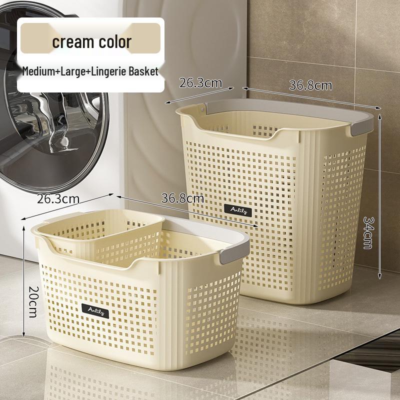 Large Portable Laundry Basket - Breathable, Plastic Storage Bin for Dirty Clothes In Bathroom or Dormitory