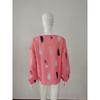 2026 Spring New V-neck Feather Print Long Sleeve Loose T-shirt for Women