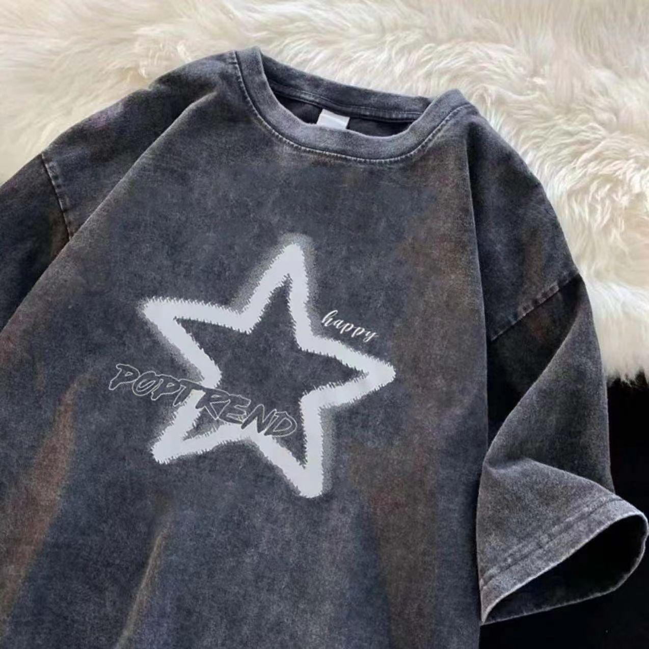 

Футболка из чистого хлопка с короткими рукавами в стиле ретро для мужчин и женщин, уличный тренд, круглый вырез 3XL