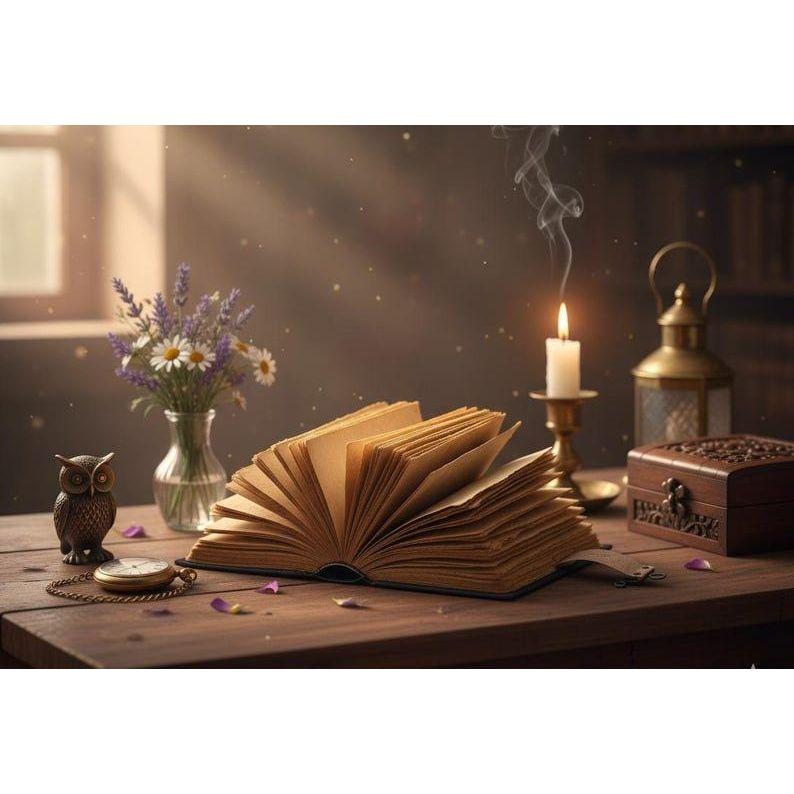 Mushroom Leather Grimoire Journal: Handmade Antique Deckle Edge Book