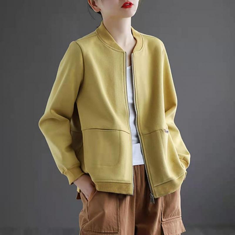 Women's Short Jacket Women's Loose Zipper Cardigan Sweater Medium Casual Stick