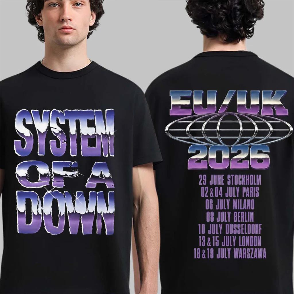 Rock Band System of A Down SOAD EUUK Tour 2026 Unisex T-Shirt 100% Baumwolle Y2k Retro Rock Unisexs Unisexs Oversize Atmungsaktives Shirt