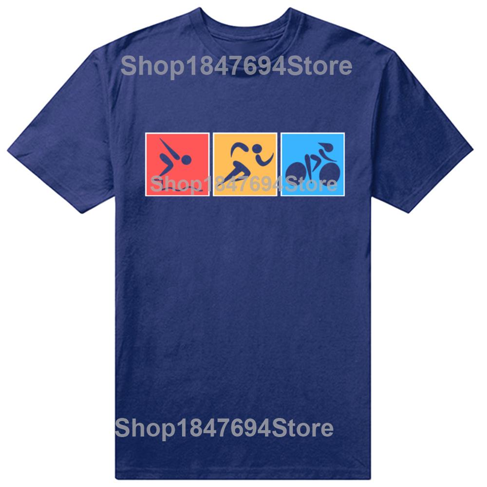 Rolig Triathlon Simning Löpning Cykling Grafik 100% Bomulls T-shirts Herr Dam Mode Casual T-shirt Lös Oversized Streetwear T-shirt