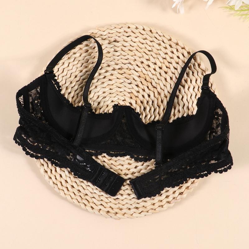 Sexy Lace Transparent Bra with Steel Ring for Women