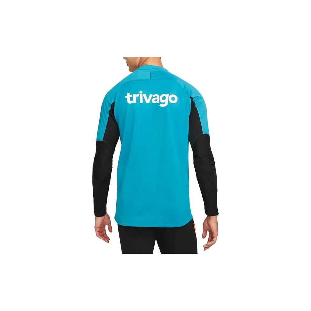 Nike Logo Print Crew Neck Long Sleeve T-Shirt Men Tops Blue DJ9914-472