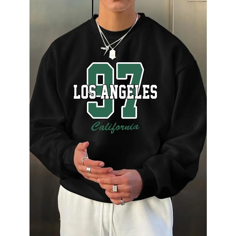 Men's Fashion Simple Design Los Angeles 97 Pattern Print Gifts for Friends Daily Casual Sweatshirt For Travel/Vacation/Outdoor Camping/Sports Use