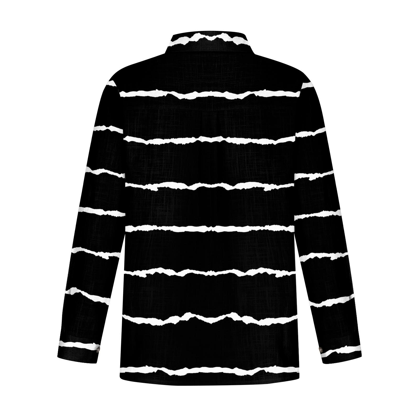 Женская свободная повседневная рубашка на пуговицах с длинными рукавами и лацканами — фото 5