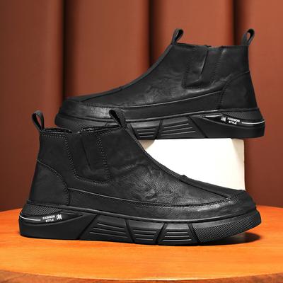 Fashion New High Top Boots Anti Slip Wear Resistant Water Proof Motorcycle Men Work Boot 2025 Chelsea Man Leather Shoes Bota Masculina