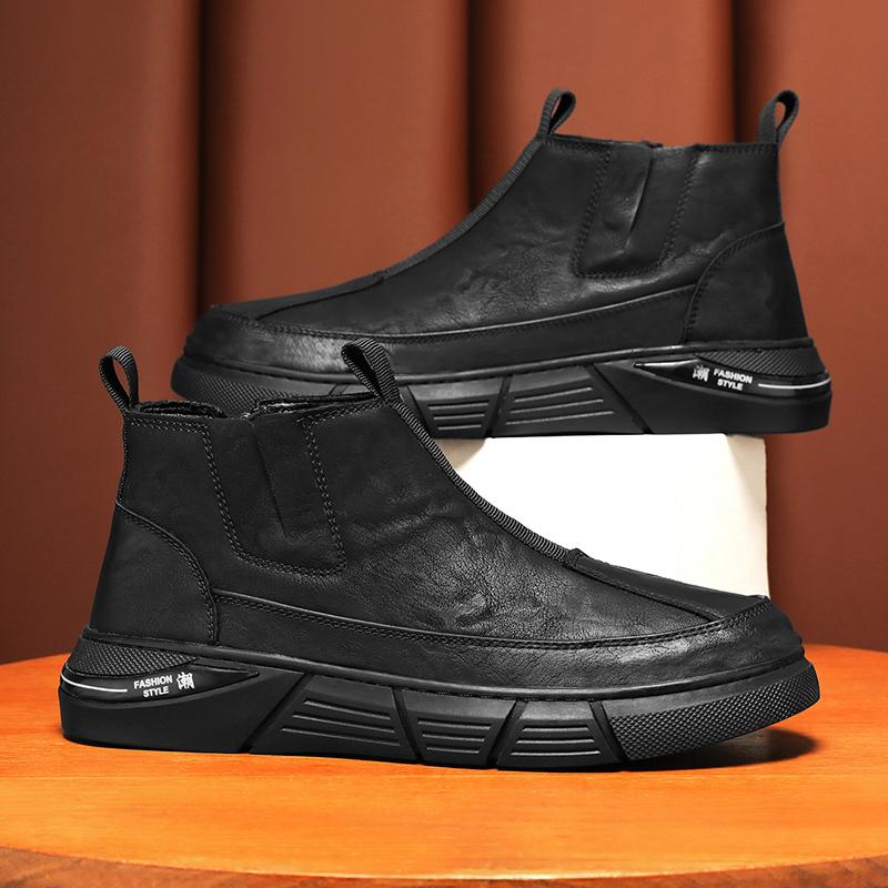 New High Top Boots Anti Slip Wear Resistant Water Proof Motorcycle Men Work Boot 2025 Chelsea Man Leather Shoes Bota Masculina