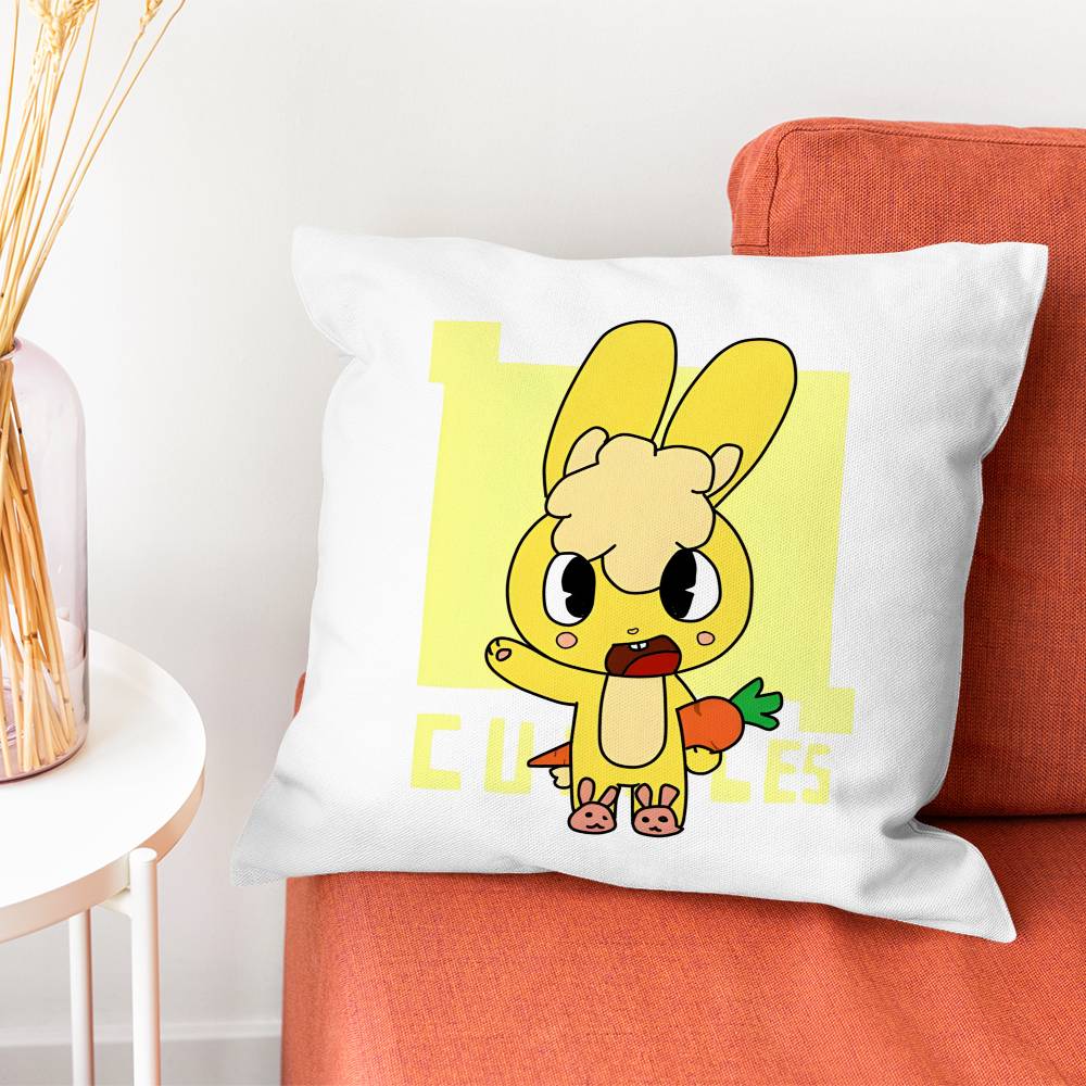 HHappy Tree Friends HTF Cuddles Pillow Case Silky Short Plush With Invisible Zipper Dustproof Sofa Cushion Cover For Home Decor