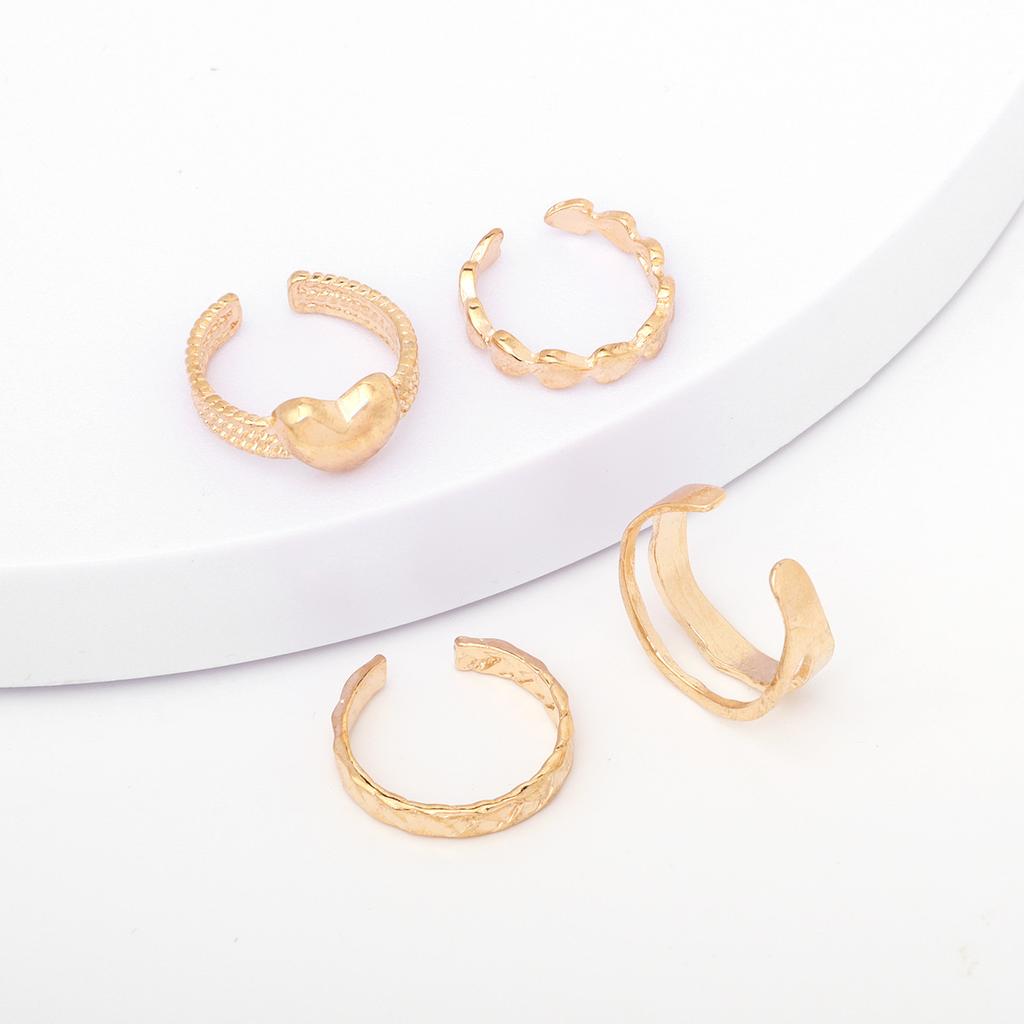 Europe and the United States hot-selling creative simple love metal open joint ring four-piece set jewelry
