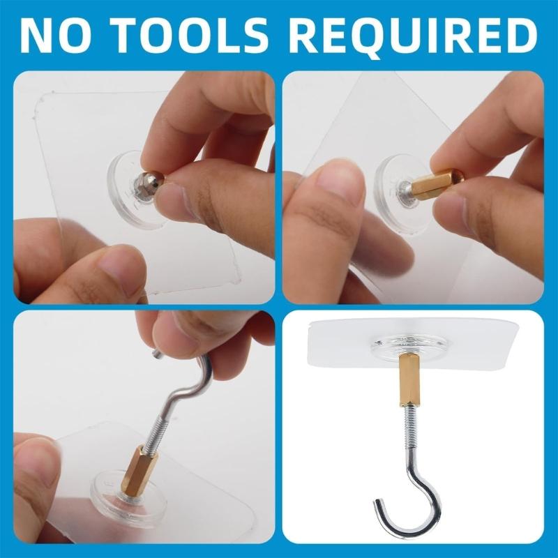Pack Of 8 Transparent Strong Adhesive Mounting Hooks For Indoor Outdoor Decoration and Lights Plant Hanger Hook