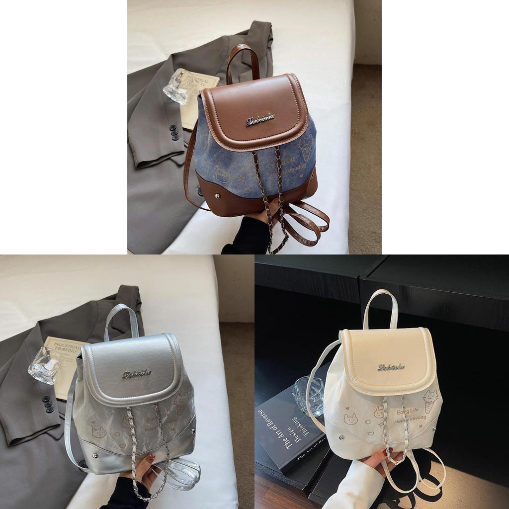 Zaino alla moda in materiale PU color castagna con chiusura magnetica per uso quotidiano e viaggi