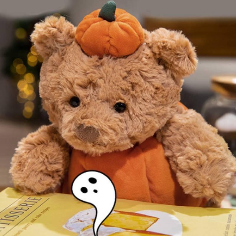 Adorable Peluche de Oso Calabaza de Halloween Relleno de Algodón PP Suave Juguete Animal Relleno Regalo