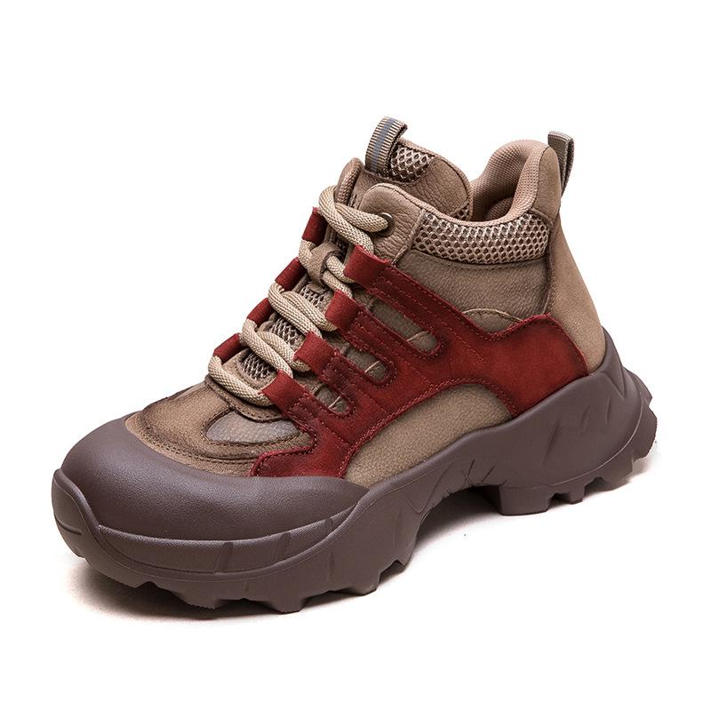 Fashion 4cm Suede Genuine Leather Plush Autumn Chunky Sneakers Platform Wedge Women Flats Vulcanize Loafer Spring Winter Shoes