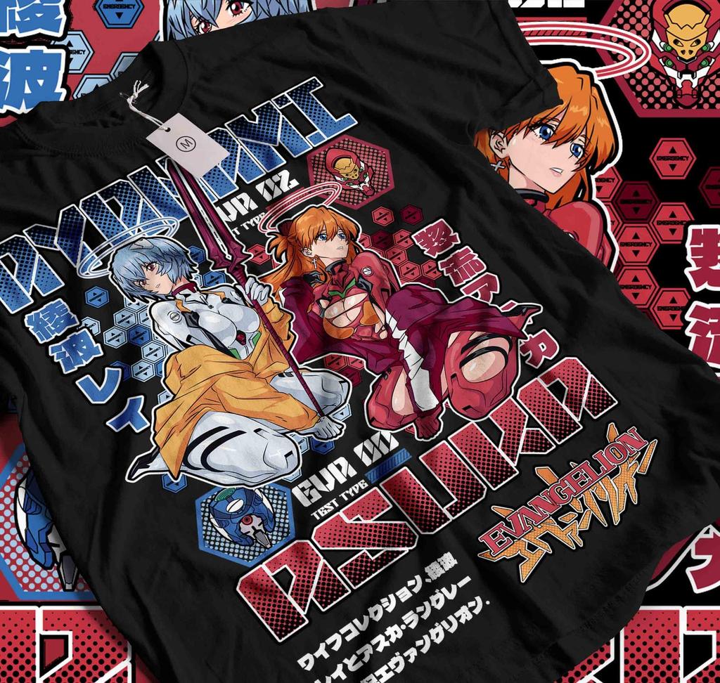 Rei Ayanami Et Asuka Langley Soryu T-shirt Neon Genesis Evangelion Anime T-shirt