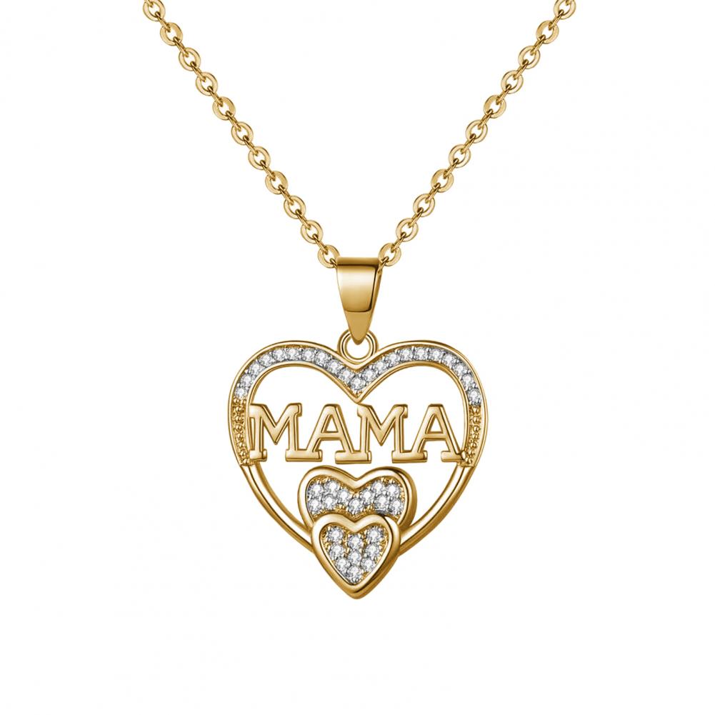 Rhinestone Heart-Shaped Pendant Necklace Fashion Elegant Necklace Jewelry Accessories for Daily Wear Gifting Mothers Day Gift