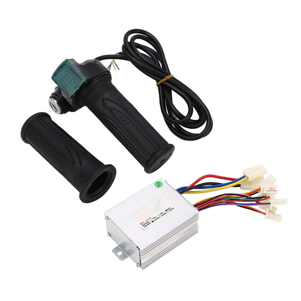 Bike Motor Controller Kit 48V 350W Power Display Multiple Protection Brush Motor Controller with Throttles for DIY
