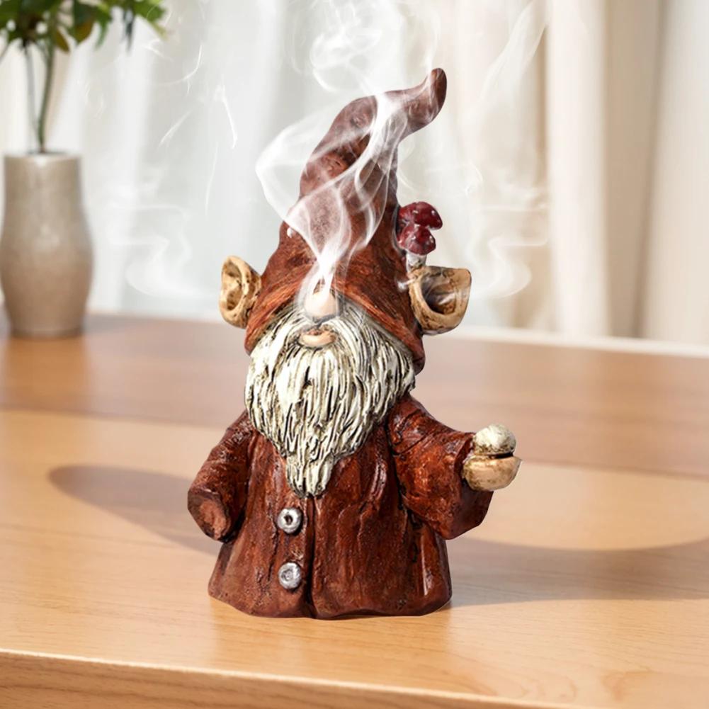 Incense Burner Gnome Incense Holder Desktop Resin Ornament Incense Cone Burner for Home Decoration Unique Gifts for Women Men