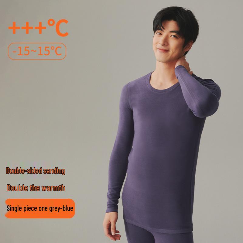 

Мужской очень теплый базовый слой с флисовой подкладкой - Антибактериальный, Матовый акрил, Круглый вырез, Однотонный L