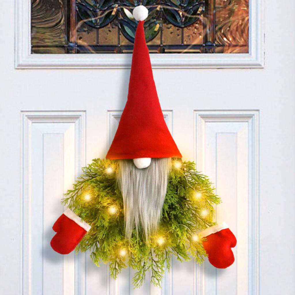 Luminous Faceless Old Man Christmas Wreath Creative Wreath Door Hanging