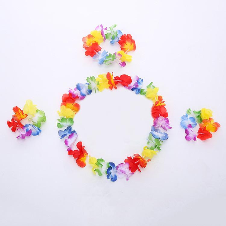 Hawaiian Costume Set With Plastic Grass Skirt For Party Performances And Themed Events