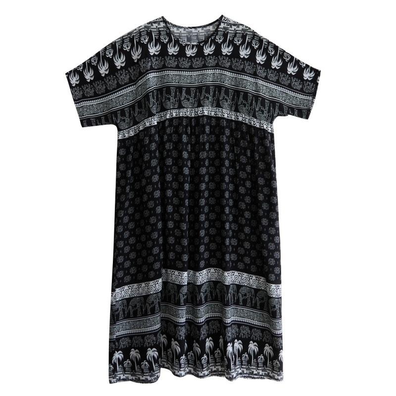 Kortermet Plus size bomull vintage floral nytt i kjoler for kvinner uformell løs lang sommerkjole