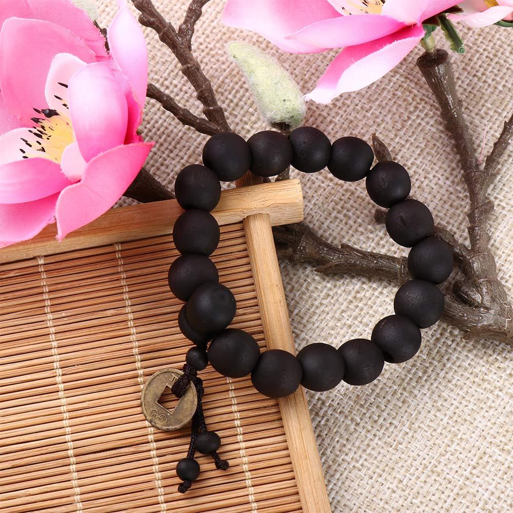 Men Charm Bangle Wood Buddha Beads Bracelet