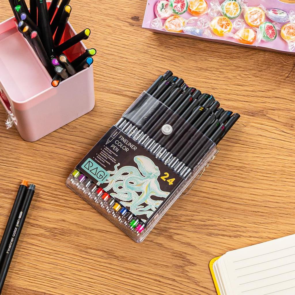 Set mit feinen Stiften, Fineliner, 24 Farben, Zeichenstifte 0,38–0,4 mm
