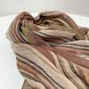 Fashion Men's Cotton And Linen Striped Brown Scarf  Long Shawl Japanese Unisex Style Fashion Scarves