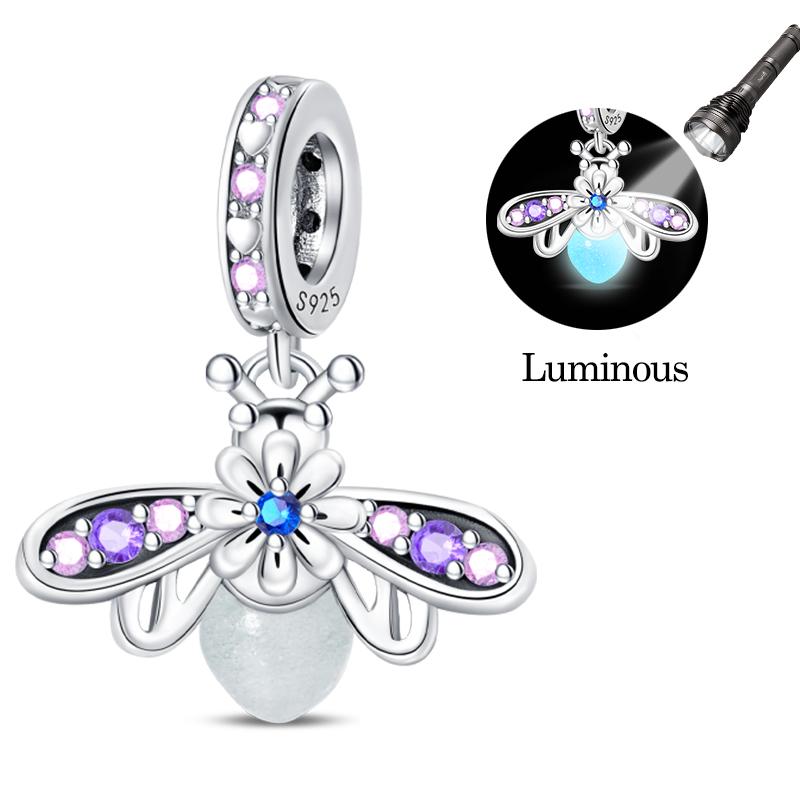 Fits Genuine Copper Charm Bead Luminous Firefly Charm For Women Beautiful DoItYourself Birthday Jewellery Gift