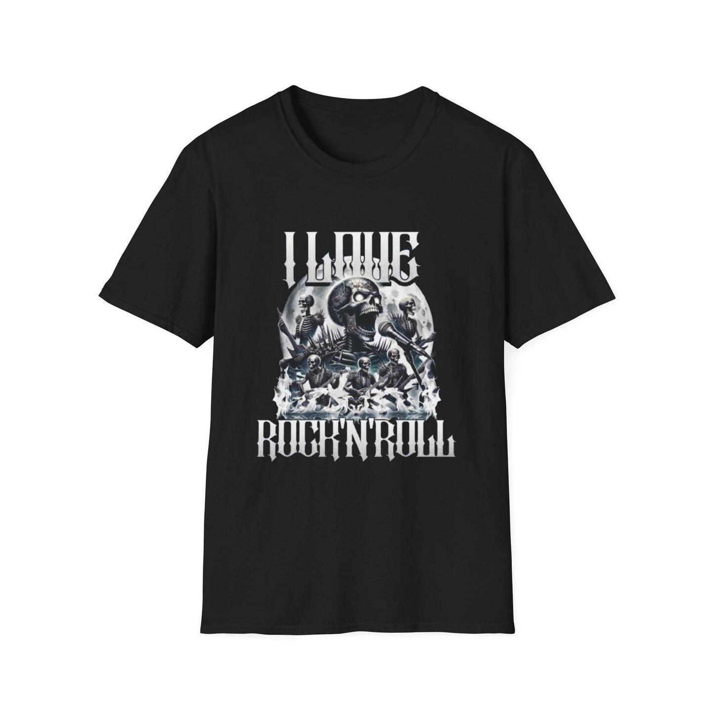 Skull Rock n Roll Band T-Shirt - Gothic Skeleton Music Tee XL