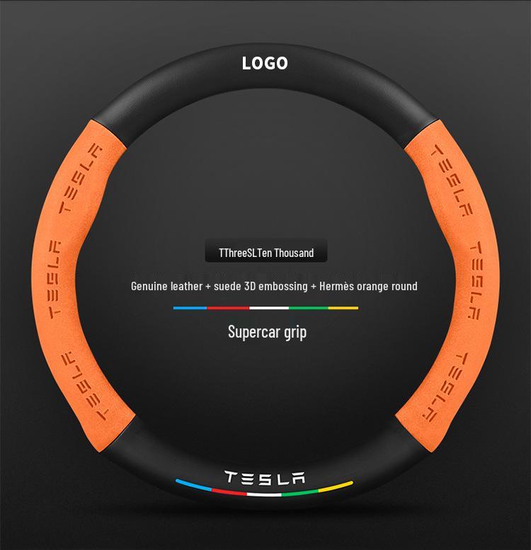 Tesla Model 3 Ultra-Thin Suede Carbon Fiber Steering Wheel Cover
