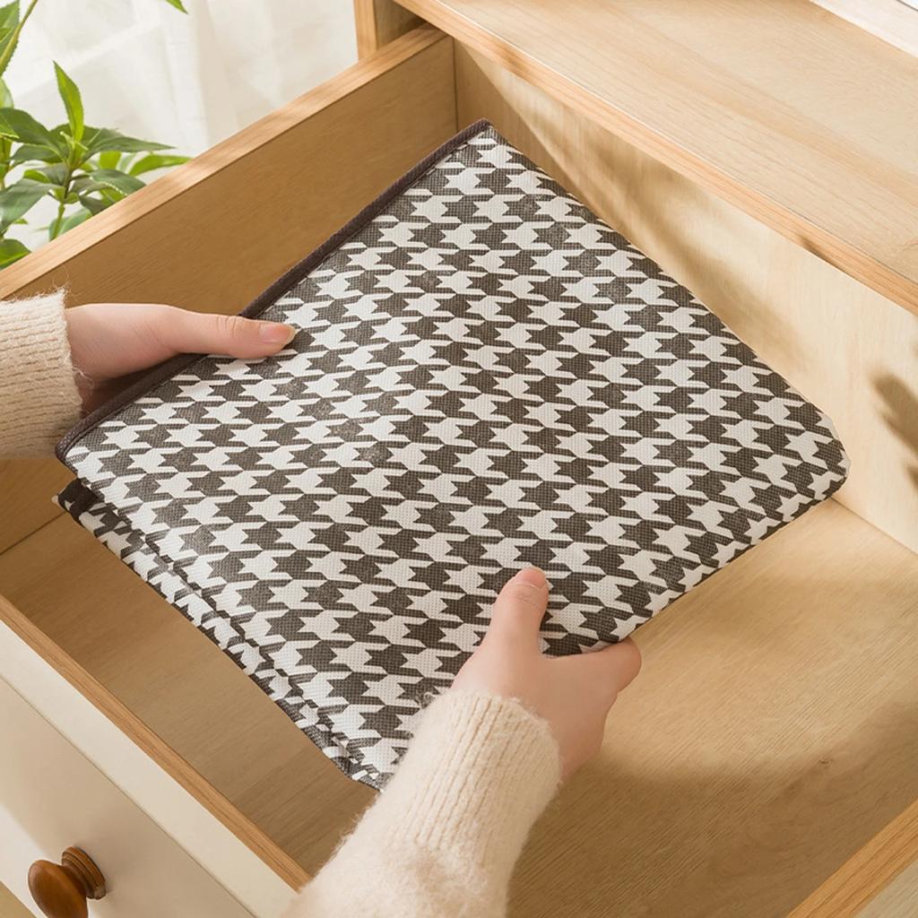 3 Stück - Aufbewahrungsbox mit großem Fassungsvermögen und Hahnentrittmuster, staubdichter Behälter mit Reißverschluss, Koffer Kleidung Steppdecken Organizer