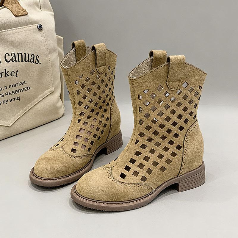 Inner heightening Martin boots women's 0000 new summer hollow breathable hole shoes retro versatile and thin short cool boots