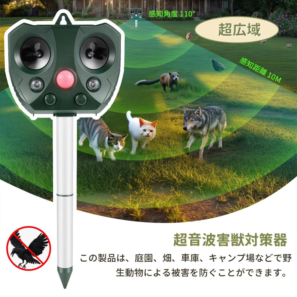 Popular Pest Control Treviz Ultrasonic Animal Repellent for and 5 Repellent Standby Solar USB IP66 PIR Infrared 10m Detection LED Warning Crow and