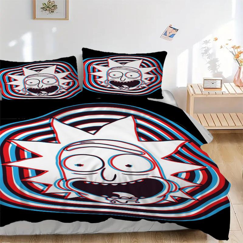 Психоделический Комплект Постельного Белья Рик и Морти Пододеяльник Подарок для Спальни, Включает 1 Пододеяльник и 2 Наволочки, Без НаполнителяB218 135x200cm