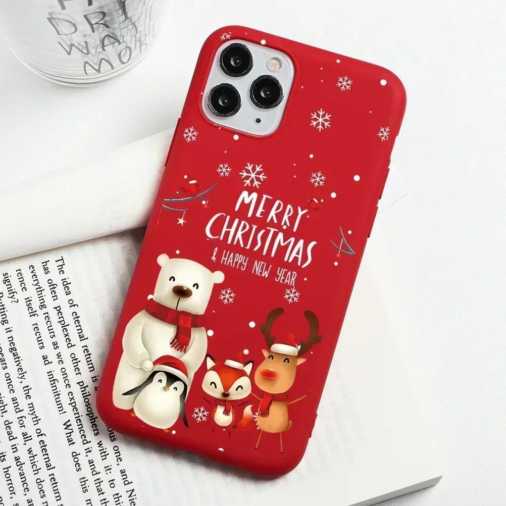 

Cute Christmas Gift Cartoon Phone Case For iPhone 17 16 15 14 13 12 11 Pro Max Plus Mini 7 8 SE Reindeer Snowman Cover Fundas iPhone 13Mini