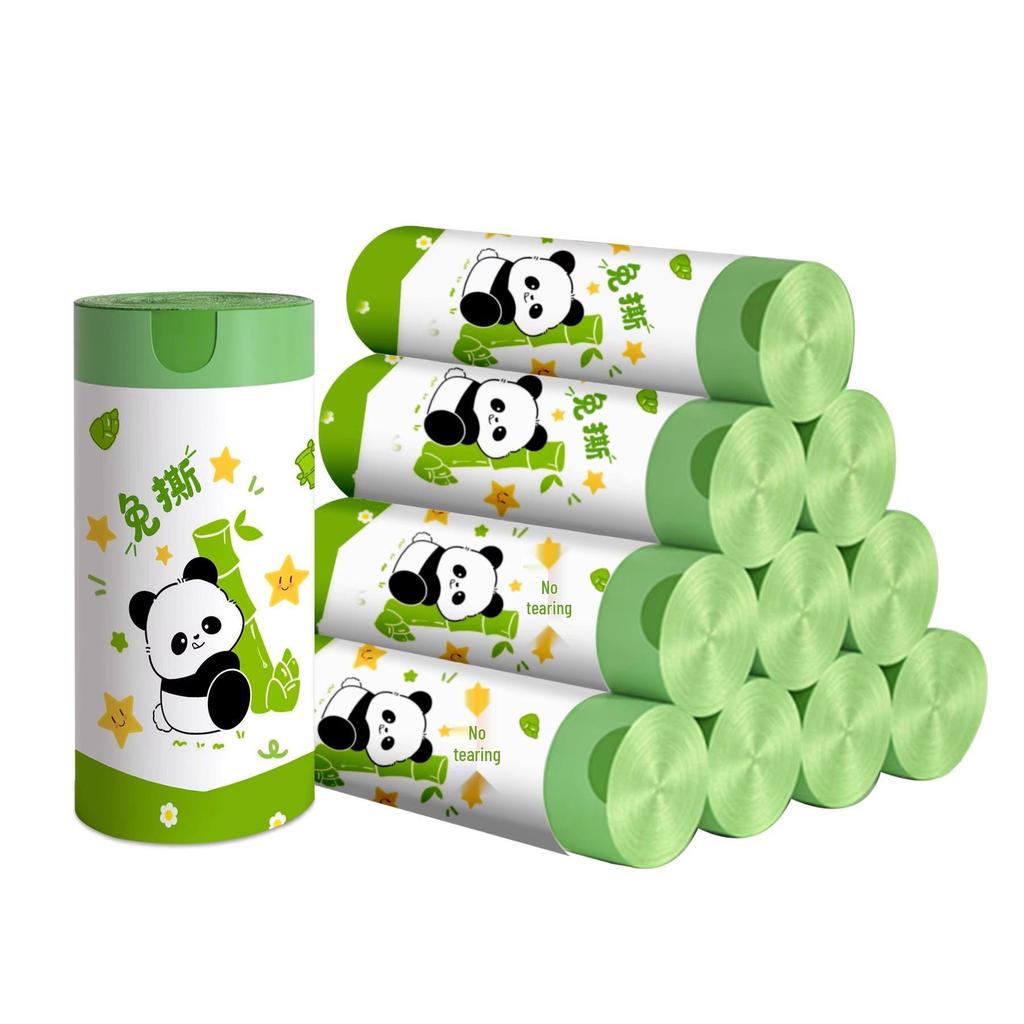 New Tear-Free Panda Print Drawstring Trash Bags – Thick, Disposable, Handheld, In Stock
